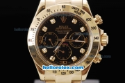 Rolex Daytona Chronograph Automatic Movement Full Gold with Black Dial and Diamond Mark