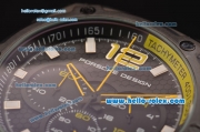 Porsche Design Chrono Miyota OS20 Quartz PVD Case with Black Rubber Strap Black Dial Yellow Pointer