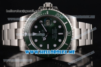 Rolex Submariner Clone Rolex 3135 Automatic Stainless Steel Case/Bracelet with Green Dial and Dot Markers - 1:1 Original (GF)