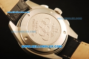 Omega Seamaster Chronograph Miyota Quartz Movement Steel Case with Black Dial and Black Leather Strap