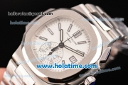 Patek Philippe Nautilus Swiss Valjoux 7750 Automatic Full Steel with Whtie Dial and Stick Markers - 1:1 Original (BP)