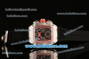 Richard Mille Felipe Massa Flyback Chrono Swiss Valjoux 7750 Automatic Steel Case with Black Rubber Bracelet Red/White Markers and Skeleton Dial