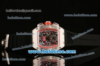 Richard Mille Felipe Massa Flyback Chrono Swiss Valjoux 7750 Automatic Steel Case with Black Rubber Bracelet Red/White Markers and Skeleton Dial