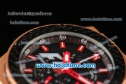 Hublot King Power F1 Limited Edition Chronograph Miyota Quartz Movement Rose Gold Case with Black Dial and Black Rubber Strap