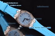 Audemars Piguet Royal Oak Lady Miyota OS2035 Quartz Steel Case with Diamond Bezel Blue Dial and Blue Rubber Strap