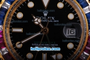 Rolex GMT-Master II Automatic Movement Full Rose Gold Case/Strap with Diamond Bezel and Black Dial-New Version
