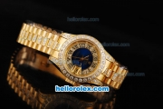 Rolex Datejust Automatic with Rose Gold Case and diamond -Blue Dial-Lady Size