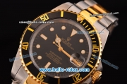 Rolex Submarine Swiss ETA 2836 Automatic Two Tone Case/Strap with White Markers Black Dial and Black Bezel