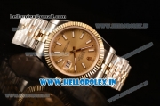 Rolex Datejust 37mm Swiss ETA 2836 Automatic Two Tone with Gold Dial and Stick Markers