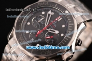 Omega Seamaster Diver 300M Chrono Miyota OS20 Quartz Full Steel with Black Dial and White Markers