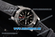 Breitling Avenger II GMT Swiss ETA 2824 Automatic Steel Case with Black Dial Black Rubber Strap and Stick Markers