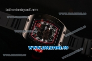 Richard Mille RM 007 Miyota 9015 Automatic PVD Case with Arabic Numeral Makrers Skeleton Dial and Black Rubber Strap