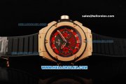 Hublot Big Bang Swiss Valjoux 7750 Automatic Movement Gold Case with Red Dial and Black Rubber Strap