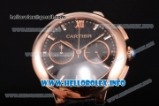 Cartier Rotonde De Chrono Miyota Quartz Rose Gold Case with Black Starry Dial and Stick Markers