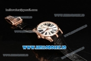Roger Dubuis Excalibur 36 Miyota 9015 Automatic Rose Gold Case White Dial With Roman Numeral Markers Black Leather Strap - 1:1 Original