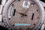 Rolex Day-date with Diamond Dial-Diamonds Bezel,Stainless Steel Strap