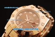 Rolex Datejust Swiss ETA 2836 Automatic Movement Full Rose Gold with Brown Dial and Diamond Bezel