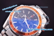 Omega Seamaster Chronograph Miyota Quartz Full Steel with Orange Bezel and Black Dial-7750 Coating