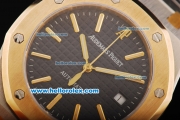 Audemars Piguet Royal Oak Swiss ETA 2824 Automatic Movement Black Dial with Gold Bezel and Two Tone Strap