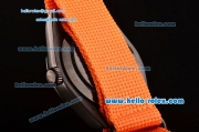 Rolex Milgauss SE Stealth Orange Asia 2813 Automatic PVD Case Orange Nylon Strap with Black Dial Orange Stick Markers