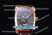 Parmigiani Kalpa Grande Clone Parmigiani PF331.01 Automatic Rose Gold Case with Black Dial Stick/Arabic Numeral Markers and Brown Leather Strap