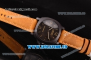 Panerai Luminor Marina 1950 3 Days PAM 386 Clone P.9000 Automatic PVD Case with Black Dial Brown Leather Strap and Stick/Numeral Markers - 1:1 Original