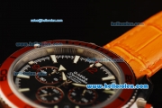 Omega Seamaster Planet Ocean Chronograph Quartz with Black Dial and Orange Leather Strap