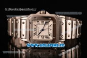 Cartier Santos 100 Miyota Quartz Movement Full Steel with White Dial and Black Roman Numerals