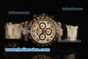Rolex Daytona Chronograph Swiss Valjoux 7750 Automatic Movement PVD Case White Dial with Arabic Numerals and PVD Strap