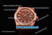 Rolex Day-Date Asia 2813/Swiss ETA 2836/Clone Rolex 3135 Automatic Rose Gold Case with Diamonds Markers and Brown Dial (BP)