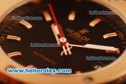 Hublot Big Bang Miyota Automatic Rose Gold Case with Black Dial and Black Rubber Strap-Lady Size