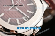 Patek Philippe Nautilus Miyota 9015 Automatic Steel Case with White Stick Markers and Brown Dial (BP)