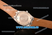 Audemars Piguet Royal Oak Lady Swiss Quartz Steel/Diamonds Case with Grey Dial and Brown Leather Strap (EF)