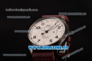IWC Pilot's Mark XVII Swiss ETA 2824 Automatic PVD Case with White Dial Black Arabic Numeral Markers and Burgundy Leather Strap