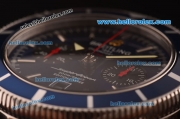 Breitling Superocean Swiss Valjoux 7750 Automatic Steel Case with Blue Dial and Blue Leather Strap