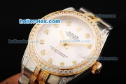 Rolex Datejust Automatic Movement White Dial with Two Tone Strap and Diamond Bezel