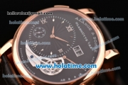 A.Lange&Sohne Lange 1 Tourbillon Asia Automatic Rose Gold Case with Black Leather Bracelet and Black Dial