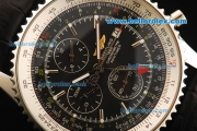 Breitling Navitimer Automatic Movement Steel Case with Black Dial and Black Leather Strap