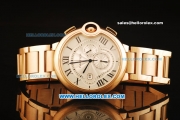 Cartier Ballon Bleu de Cartier Chronograph Miyota Quartz Movement Full Rose Gold with Silver Dial