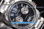 Cartier Calibre de Cartier Chronograph Miyota OS20 Quartz Stainless Steel Case/Bracelet with Black Dial and Roman Markers