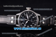 IWC Big Pilot Clone P.3000 Automatic Steel Case with Black Dial Arabic Number Markers and Black Leather Strap (ZF)