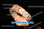 Cartier Rotonde De Miyota Quartz Rose Gold/Steel Case with Silver Dial and Diamonds Bezel