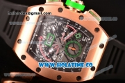 Richard Mille RM11-01 Mancini Chronograph Swiss Valjoux 7750 Automatic Rose Gold Case with Skeleton Dial and White Markers - 1:1 Original