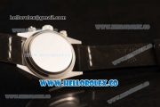 Rolex Daytona Vintage Edition Chrono Miyota OS20 Quartz Steel Case with White Dial and Black Leather Strap