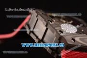 Richard Mille RM 055 Miyota 9015 Automatic Carbon Fiber Case with Skeleton Dial and Red Nylon/Leather Strap