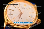 Rolex Cellini Time Asia 2813 Automatic Yellow Gold Case with White Dial Blue Leather Strap and Stick Markers