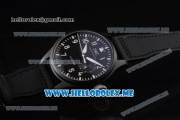 IWC Big Pilot Clone IWC 51111 Automatic PVD Case with Black Dial and Black Leather Strap Arabic Numeral Markers White Hands