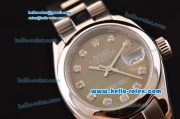 Rolex Datejust Lady 2813 Automatic Steel Case with Grey MOP Dial Stianless Steel Strap and Diamond Markers