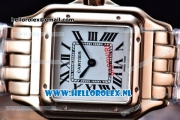 Cartier Santos 100 Japanese Miyota Quartz Rose Gold Case with White Dial Roman Numberal Markers and Rose Gold Bracelet