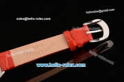 Franck Muller Heart Swiss Quartz Steel Case with Red Leather Strap Diamond Bezel and White Dial - ETA Coating